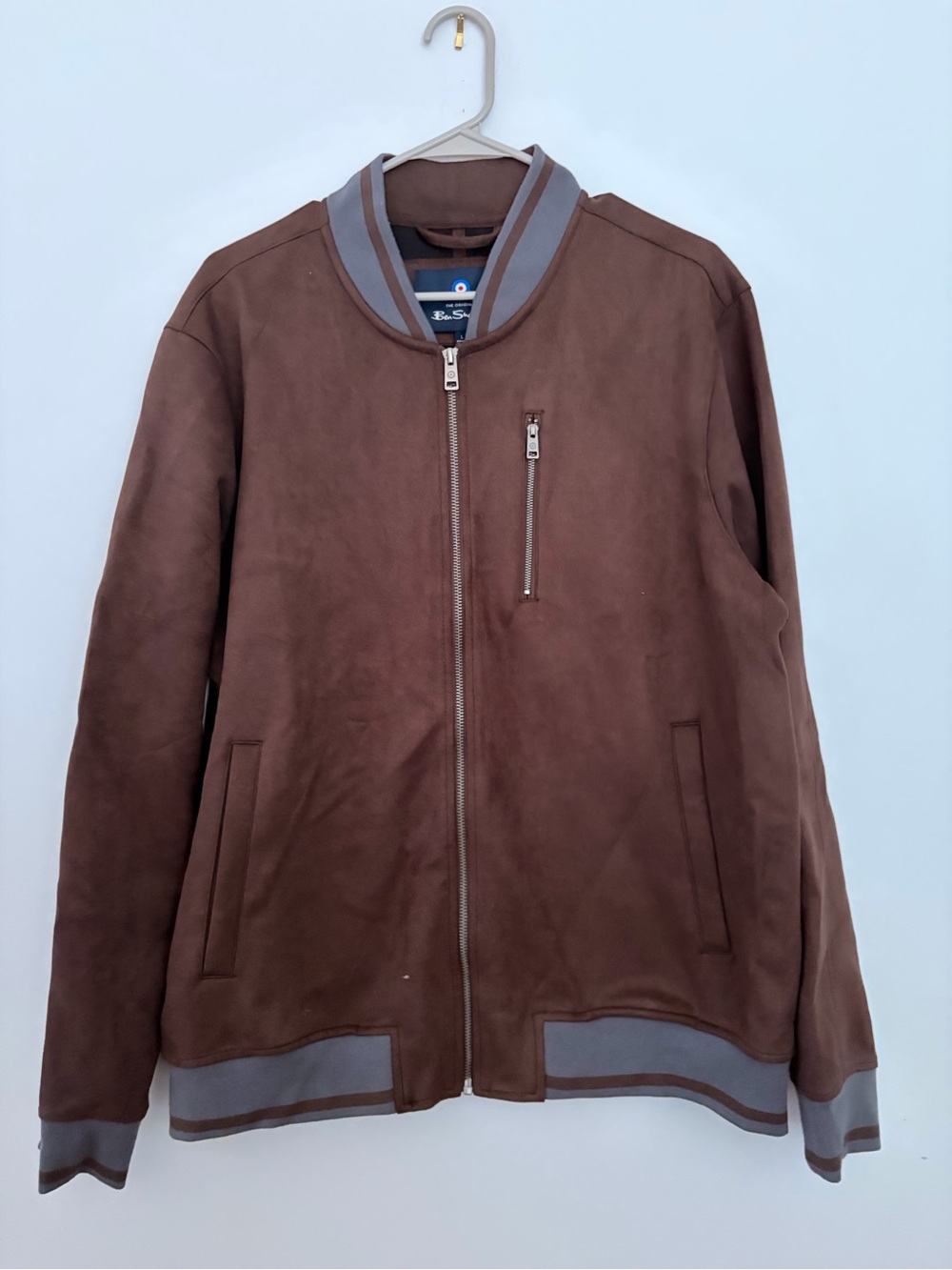 Ben Sherman Brown Bomber Jacket with Gray Trim